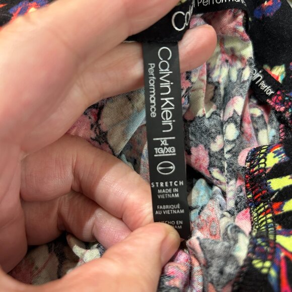 Calvin Klein Performance Cropped Hoodie XL Floral Print Cotton Modal Blend - Picture 5 of 6